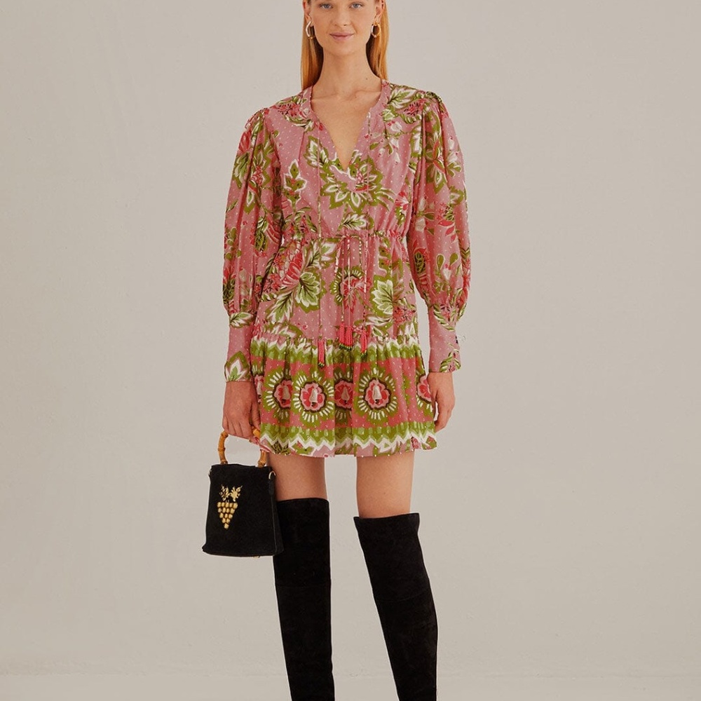 Soft Pink Aura Floral Mini Dress.